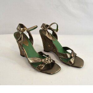 Hilary Radley Embroidered Wedges Slingback Open Toe Sandals Size 9M